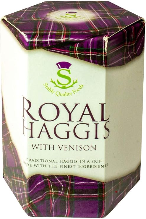 鹿肉錫のスコットランドの伝統的なロイヤルハギス-スコットランドからの贈り物